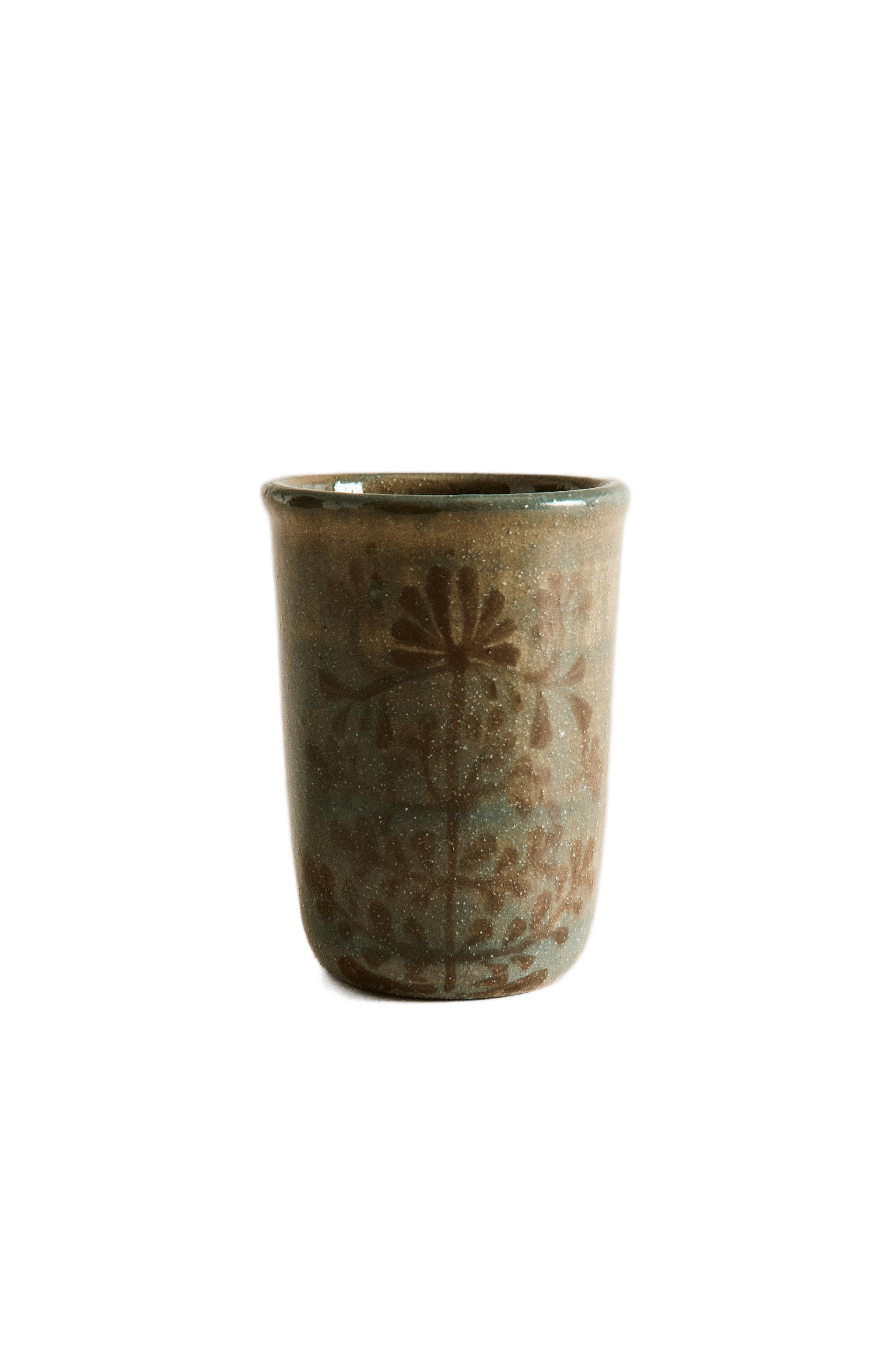FLORAL CERAMIC TOOTHBRUSH TUMBLER